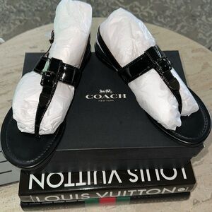 Coach black patent leather size 8.5 sandals